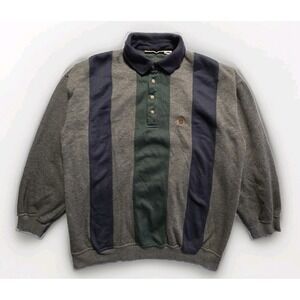 Vintage Bugle Boy Company Mens XL  Pullover Sweater Striped Multicolor Gray,Blue